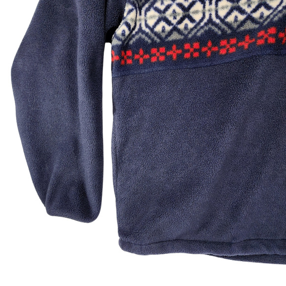 Van Heusen XXL Mens 1/4 Fleece Pullover Red White Blue Fair Isle USA Geometric - Picture 7 of 11